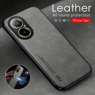 Car Magnet Leather Back Cover For Realme C67 4G Case Camera Protection Soft Silicon Shockproof Cover