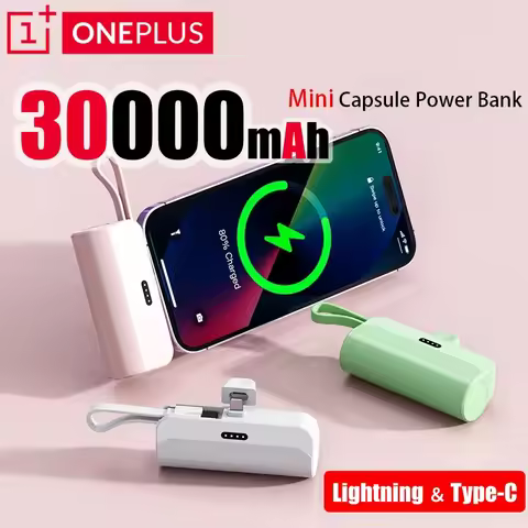 Oneplus Capsule Power Bank 30000mAh Fast Charging Mini Plug Play Powerbank Portable External Battery