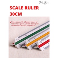 [ SCALE RULER ] Triangle Scale Architect Engineer Technical Ruler 12" (30cm) Triangular Ruler
