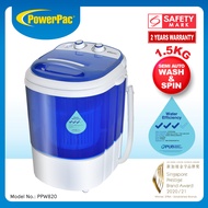 PowerPac 2in1 Mini Washing Machine - 15 Mins Fast Laundry (PPW820)