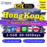 Hong Kong eSIM Ultra 5G/4G Data 60-365Days|Total 1GB-5GB Data High Speed Travel eSIM Package