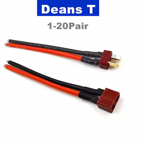 1-20Pair Deans T Connector Wire 12AWG 14AWG Male Female Connector With 100mm 150mm Silicone Wire For