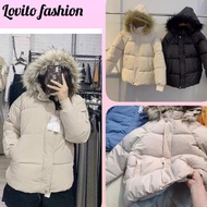 áo phao nữ uzzang cao cấp kèm mũ lông có thể tháo rời xinh xắn -lovito fashion