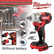 Top Quality Milwaukee 18V Impact Wrench Brushless Motor Cordless Electric Wrench Power Tool 520 N.m 1/2 Torque Rechargeable Impact Wrench 3 Types of Heads.