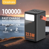 Orashare OL100Pro 100000mAh 22.5W Fast Charging Power Bank Original Brand Portable Powerbank with LE