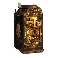In stock Retro Mechanical Rhythm DIY Wooden Book Nook Shelf Insert Miniatures Kits Bookend Home Desk