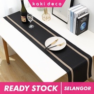 KakiDeco Table Runner Light Luxury Nordic PVC Waterproof Stripe Solid Color Heat Insulation Desktop 