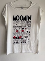 Uniqlo Moomin 姆敏 嚕嚕米 白色漫畫法式袖上衣 L號