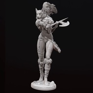 Human Height 38mm 50mm 75mm Holding Axe Female Tribe Resin Soldier Assembly White Model TD 6750 3D