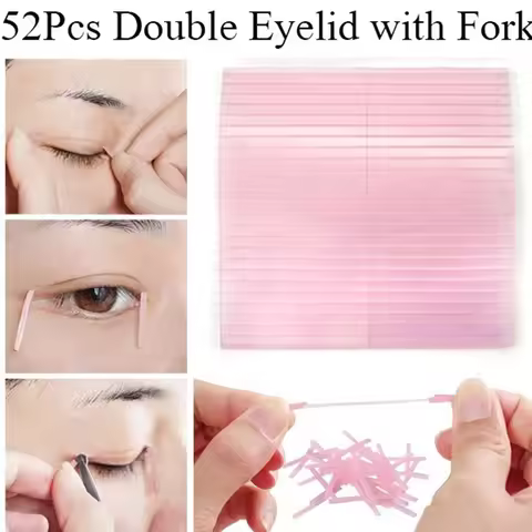 52Pcs Invisible Double Eyelid Tape Magic Eyelid Stickers Double Sided Strip Adhesive Fiber Stretch E