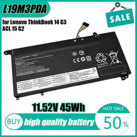 11.52V 45Wh L19M3PDA Laptop Battery for Lenovo ThinkBook 14 G3 ACL 15 G2 ITL L19D3PDA 5B10Z21197
