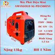 Máy phát điện Mini 1.1KW. AMAXGOLD AG - PD1500INV. Dòng ra chuẩn 50Hz. BH 1 Năm