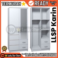 GANTUNGAN [Instant] Olympic Gstar LLSP KARIN WHITE 2-Door Wooden Wardrobe Wadrobe Clothes 80x43x180.