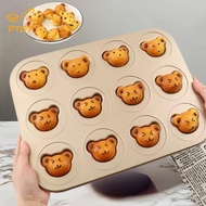 pengtao07 4/6/9/12 Even Bear Mold Baking Mold Pan Non-sti DIY Cute Candy Cake Mold Tool Decoration B