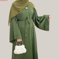 【YM】Spot Abaya Cardigan 2-piece set Muslim Women Wear Plain abaya dress sets Muslimah fashion Abaya 