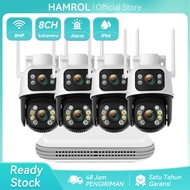 Hamrol Paket CCTV WiFi 4K 8MP dengan Audio Dua Arah dan Mode Malam UHD IP66
