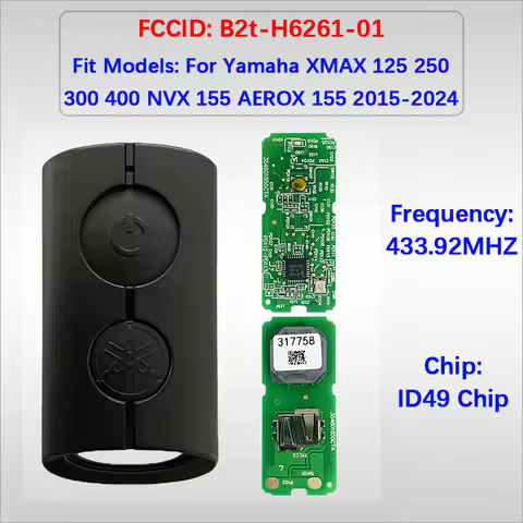 MK0018 Aftermarket 2B Smart Key FCC B2T-H6261-01 ID49 Chip 433MHz For Yamaha Aerox Qbix XMAX 125 250