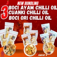 Bundling BOCI CHILLI OIL[ 3 Boci Ayam,3 Cuanki,3 Boci Ori] By GudangsnackTgr