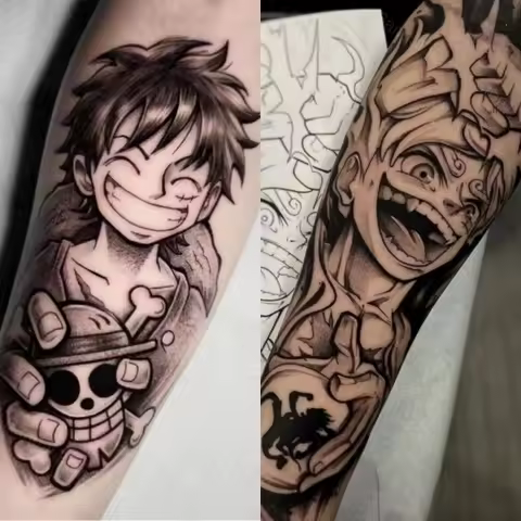 ONE PIECE Luffy Tattoo Stickers Anime Waterproof Temporary Tattoo Stickers Cartoon Cute Body Art Fak