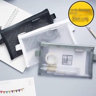 HJO Simple Transparent Mesh Office Student Pencil Cases Nylon School Supplies PenBoxET011