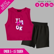 Children's Singlet Suit Shorts with IAM OK Pattern Ages 5-15 Years