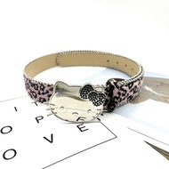 Pink Sweetheart Spicy Cute KT Cat Buckle Waist Belt Cartoon Subculture Y2K Jeans Belt Versatile Leat