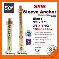 (12MM) 3/8 x 3" & 3/8 x 4 1/2" SYW wall plug / wall plug besi / 12mm wall plug / wallplug /sleeve an