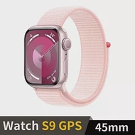 Apple Watch S9 GPS 45mm 鋁金屬錶殼搭配運動型錶環 (粉紅鋁淡粉錶環)