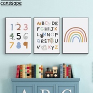 ABC Poster Alphabet Number Posters And Prints Rainbow Canvas Print Baby Nursery Wall Art Educational