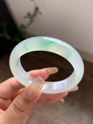 冰種翡翠天然翡翠玉鐲 A玉手鐲 玉鈪 • 冰種陽綠白底青翡翠福鐲