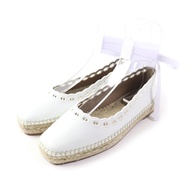 Unused HERMES Guapa Espadrilles, Chaine d'Ancre, lace-up, square-toe leather shoes, white, size 36, 