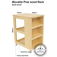 Moveable pine wood mobile storage cart / coffee table / side table
