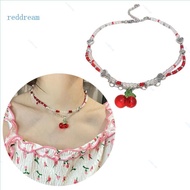REDD Beaded Cherry Necklace Egirl Aesthetic Grunge Y2k 90s Jewelry Accessories
