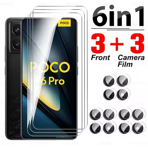 For Poco F6 Pro Glass 6in1 Tempered Glass For Xiaomi Poco F6 Pro Full Cover Screen Protector PocoF6