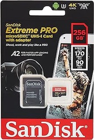 SanDisk Extreme Pro C10 A2 MicroSDXC Card with Adapter, 170MB/s, 256GB