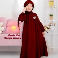 Girls' Gamis 2-12 years old, muslim clothing for girls, crinkle airflow material, cherry blossom dre