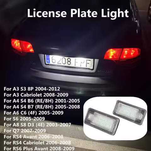 White Error Free LED Car License Plate Light Bulbs Accessories For AUDI A4 S4 B6 B7 A3 8P S3 A6 C6 4