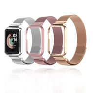 สายนาฬิกาโลหะสำหรับนาฬิกา Mi Lite Band Redmi Watch 2 3 Active พร้อมเคสป้องกันกันชนสายข้อมือสำหรับเปลี่ยนลูปแม่เหล็ก