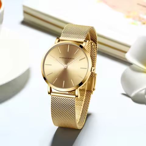 HANNAH MARTIN Brand Quality Stainless Steel Japan Quartz Movement Waterproof Women 36mm Full Rose Go