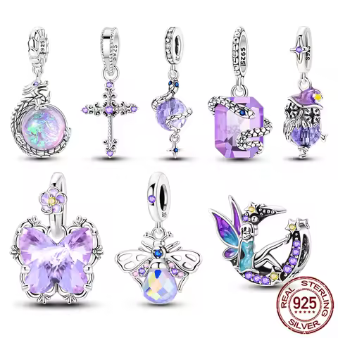 Original Mystic Purple Charms 925 Sterling Silver Charm Pendants Beads Fit Bracelet Necklace Jewelry