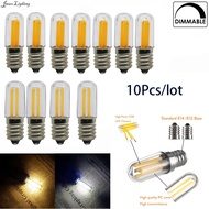 Jmax 10Pcs Mini Dimmable E14 E12 LED Fridge Freezer Filament Light COB 220V Bulbs 1W 2W 4W Lamp Cold / Warm White