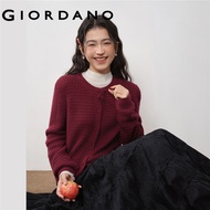 GIORDANO WOMEN Knitted balls crewneck cardigan 18355720
