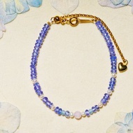 純手工製作14K包金坦桑石珍珠手鏈