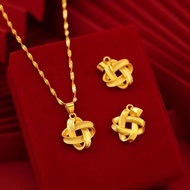 Korean Gold Plated 916 Necklace Ladies Lucky Clover Pendant Necklace Jewelry Gifts