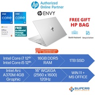 HP ENVY 12th Laptop (16GB DDR5 RAM, 1TB SSD, Intel Arc A370M 4gb, 16” WQXGA, Win11, OPI) 16-H0006TX 