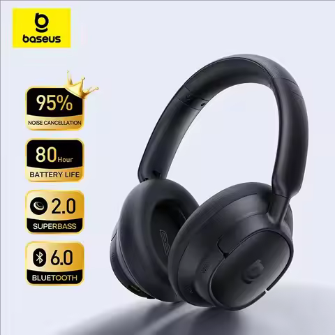 Bass BH1 NC ANC Wireless Headphones 95% Noise Cancelling Headsets Headphone Bluetooth 6.0 80H Over E