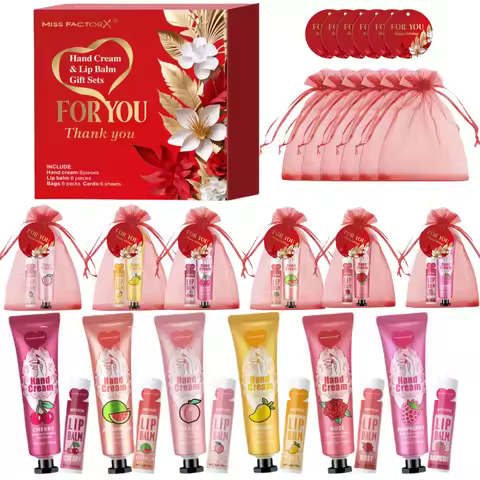 24PCS/Box Bulk Lip Balm Bulk Hand Cream Bulk Red Thank You Card and Red Gauze Bag Newlywed Thank You