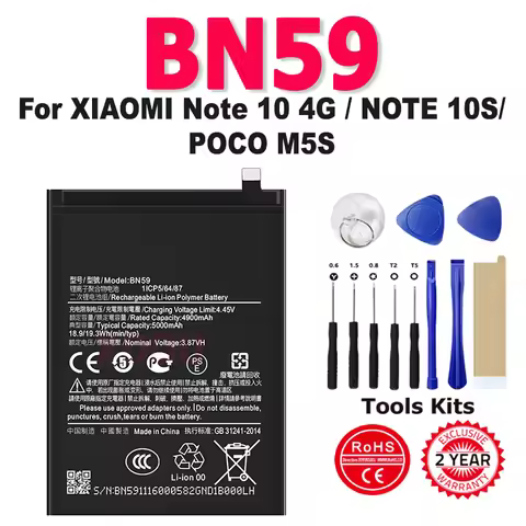 Replacement Battery BN59 For XIAOMI Note 10 4G/NOTE 10S/POCO M5S phone Battery Batteria Batteries + 