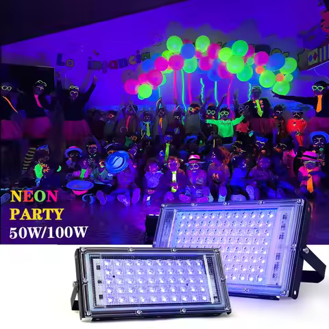 395nm 400nm LED UV Floodlight 220V 110V Ultraviolet Stage Lamp 50W 100W Stage Blacklight Waterproof 