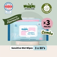 Moori Sensitive Wet Wipes (80s/pack) 99% Water Non Alcohol